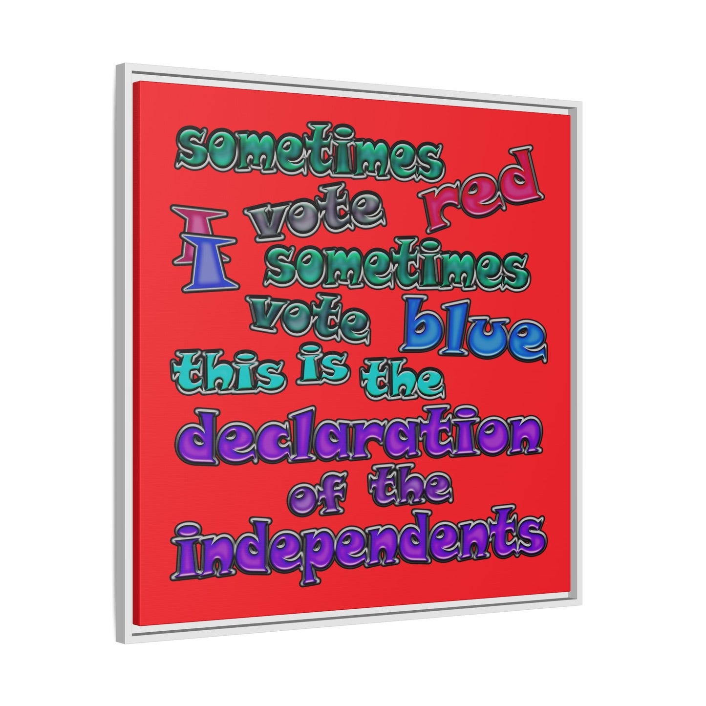 declaration of the independents - framed canvas art (red)