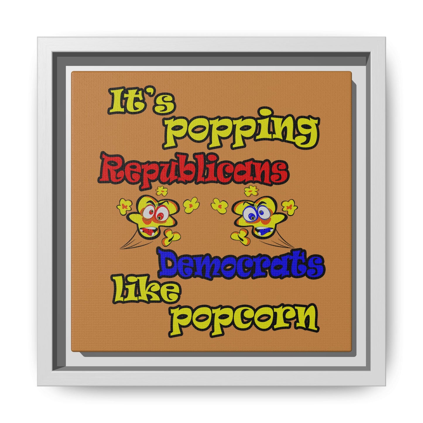 popping like popcorn - framed canvas art (light brown)