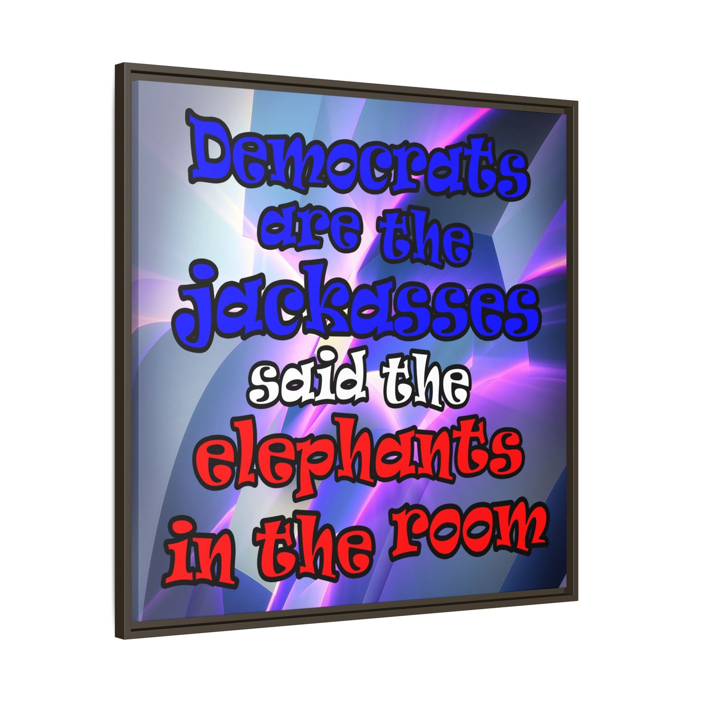 donkeys and elephants - framed canvas art (grey-pink wave)
