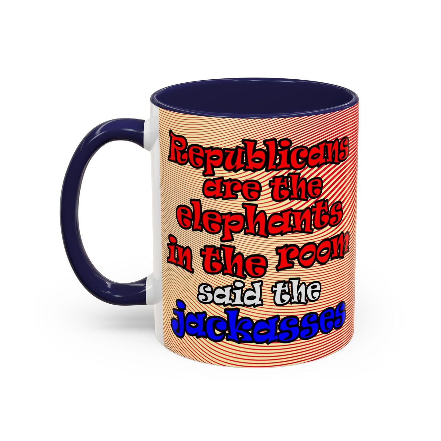 donkeys and elephants - Accent Mug (yellow-orange wave)