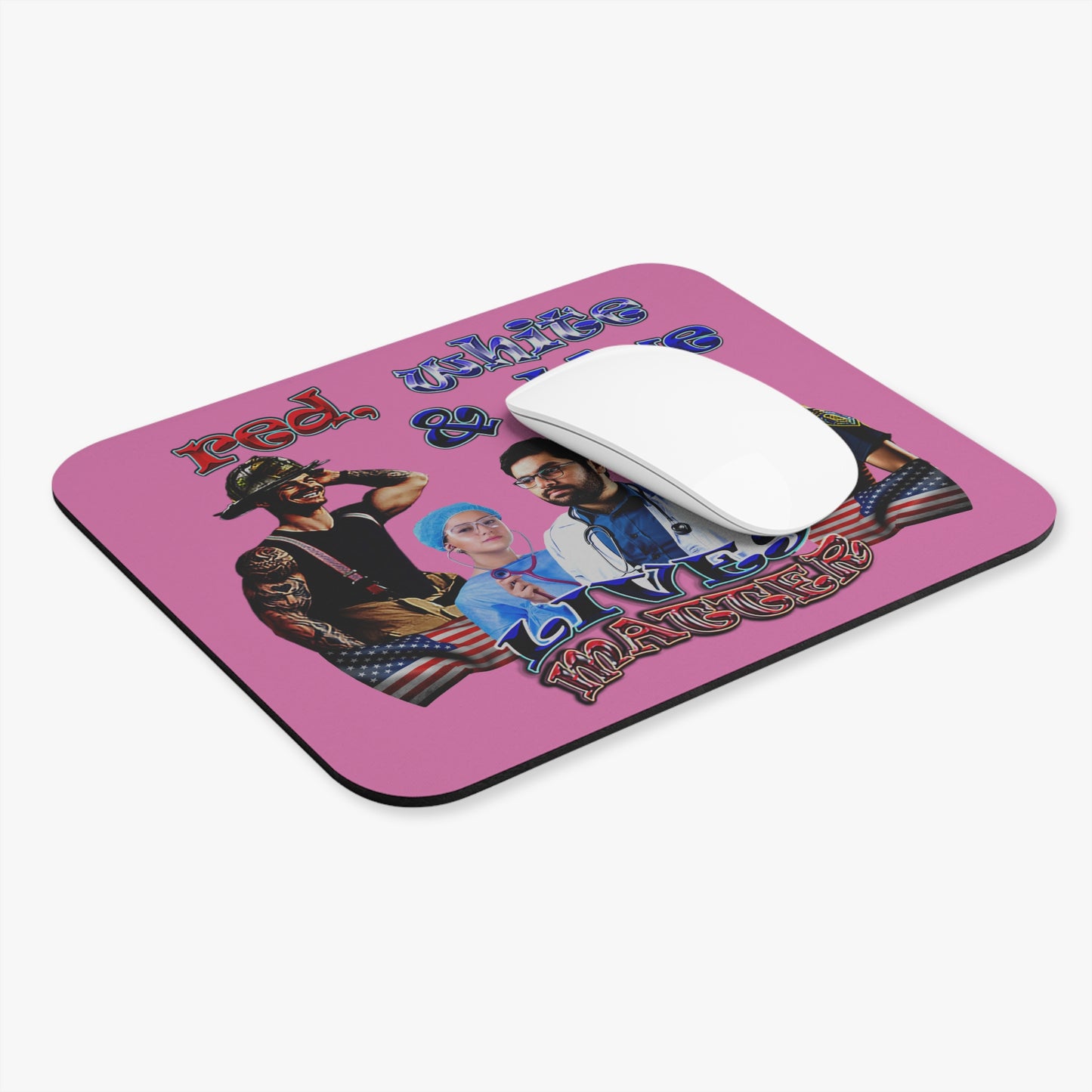 rw&b lives matter - Mouse Pad (Rectangle) (light pink)