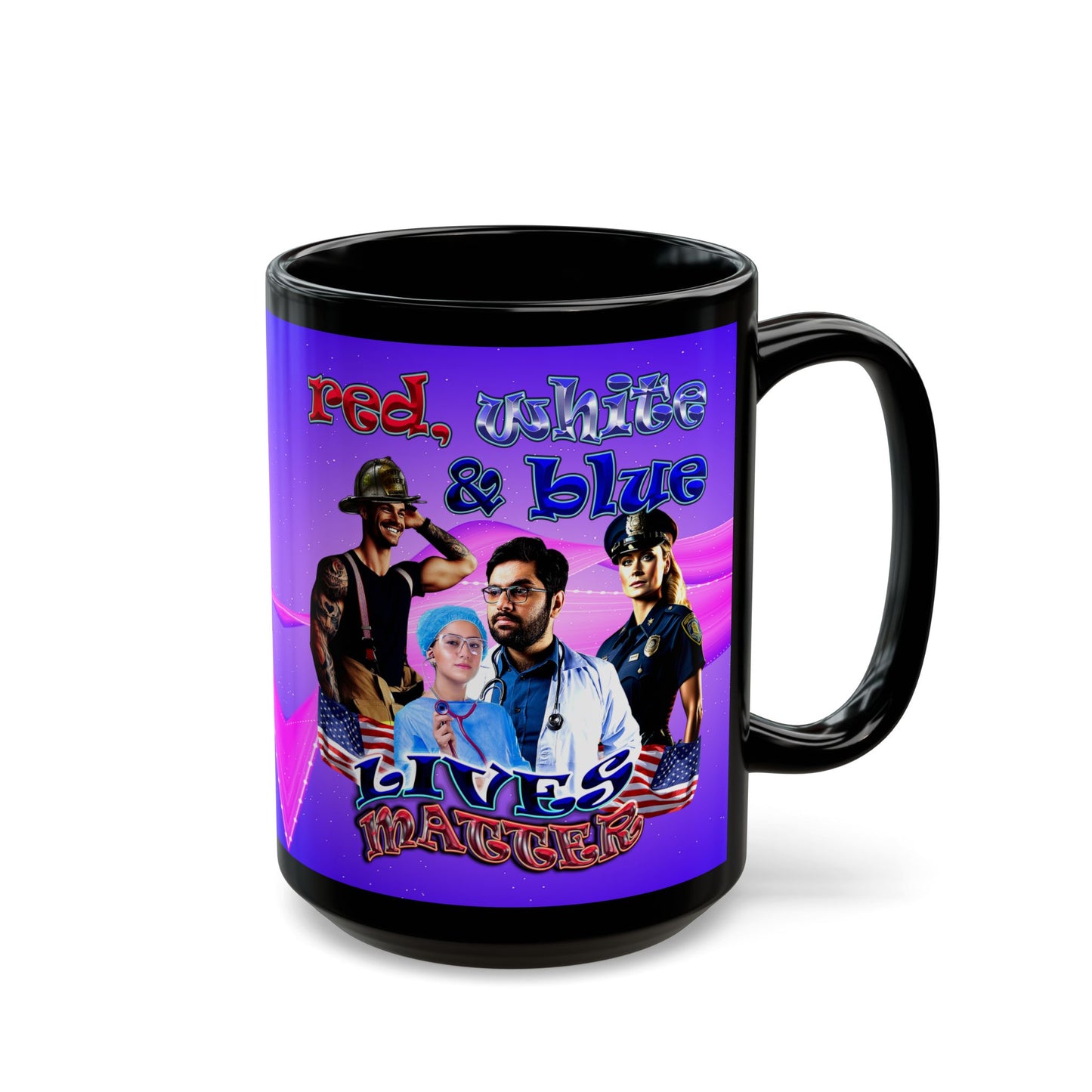 rw&b lives matter - Black Mug (purple-pink wave)