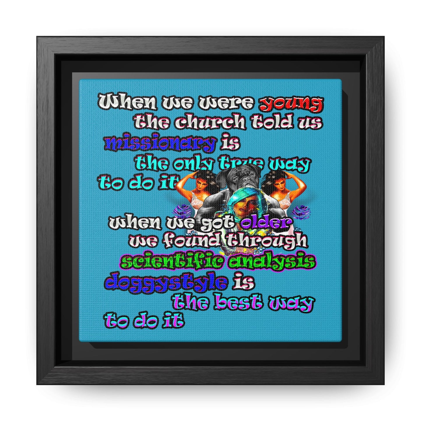 doggystyle - framed canvas art (turquoise)