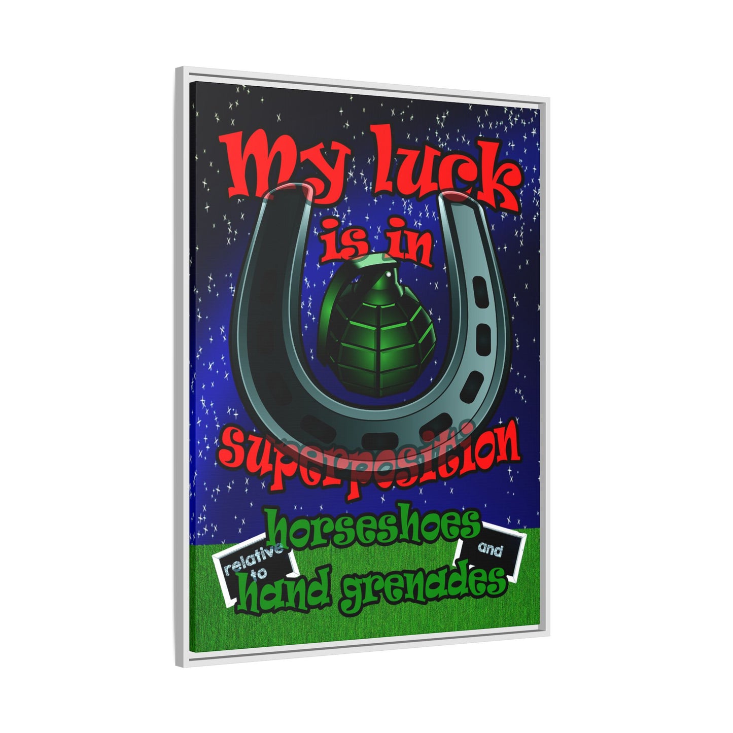 my luck - framed canvas art ('snoops' background)