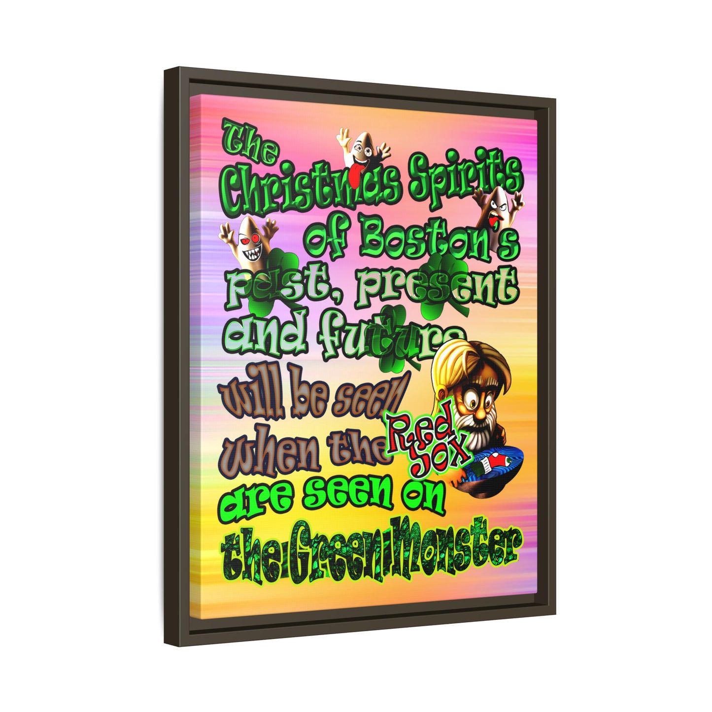 christmas spirits of boston - framed canvas art (color blur)