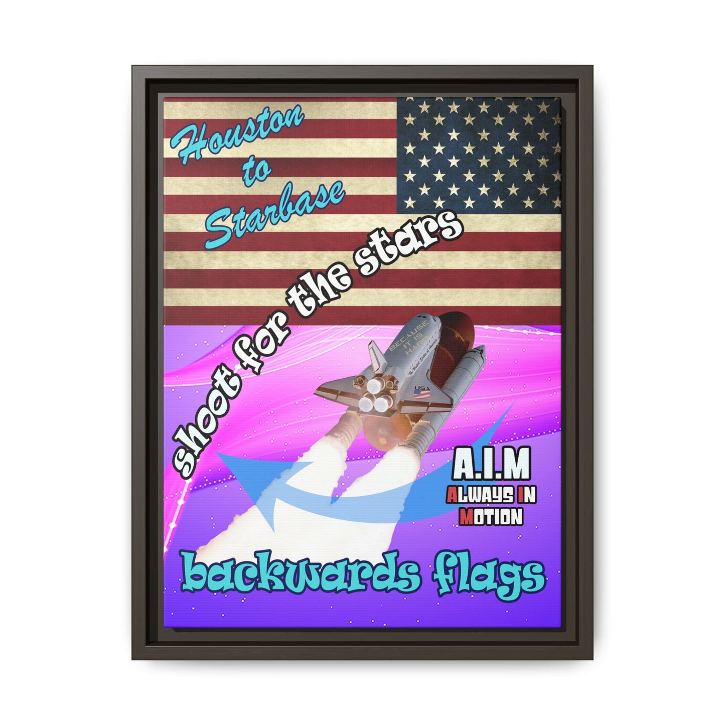 shoot for the stars - framed canvas art (purple-pink wave)