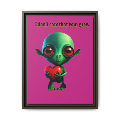 I don't care that your grey - framed canvas art (pink)