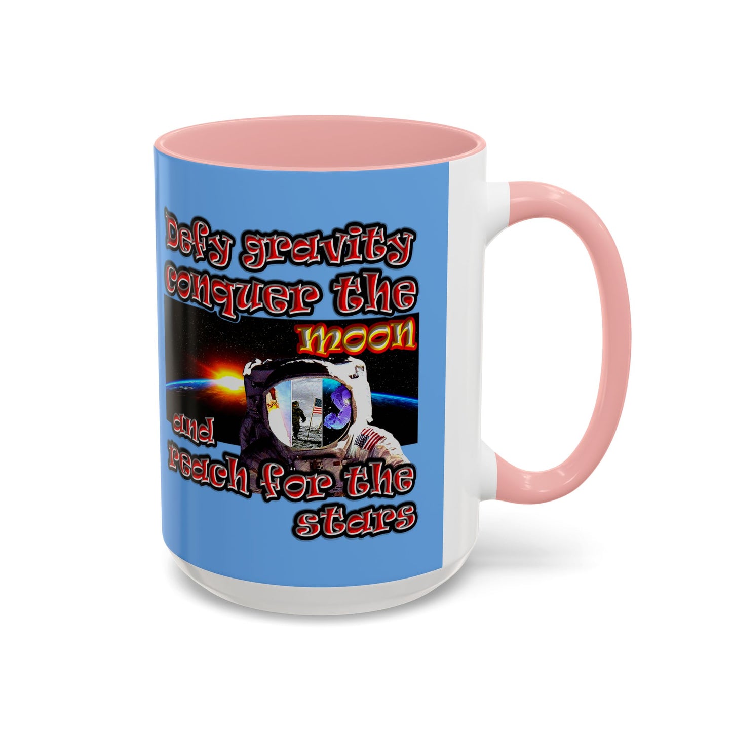 defy conquer reach - Accent Mug (light blue)