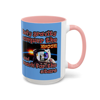 defy conquer reach - Accent Mug (light blue)