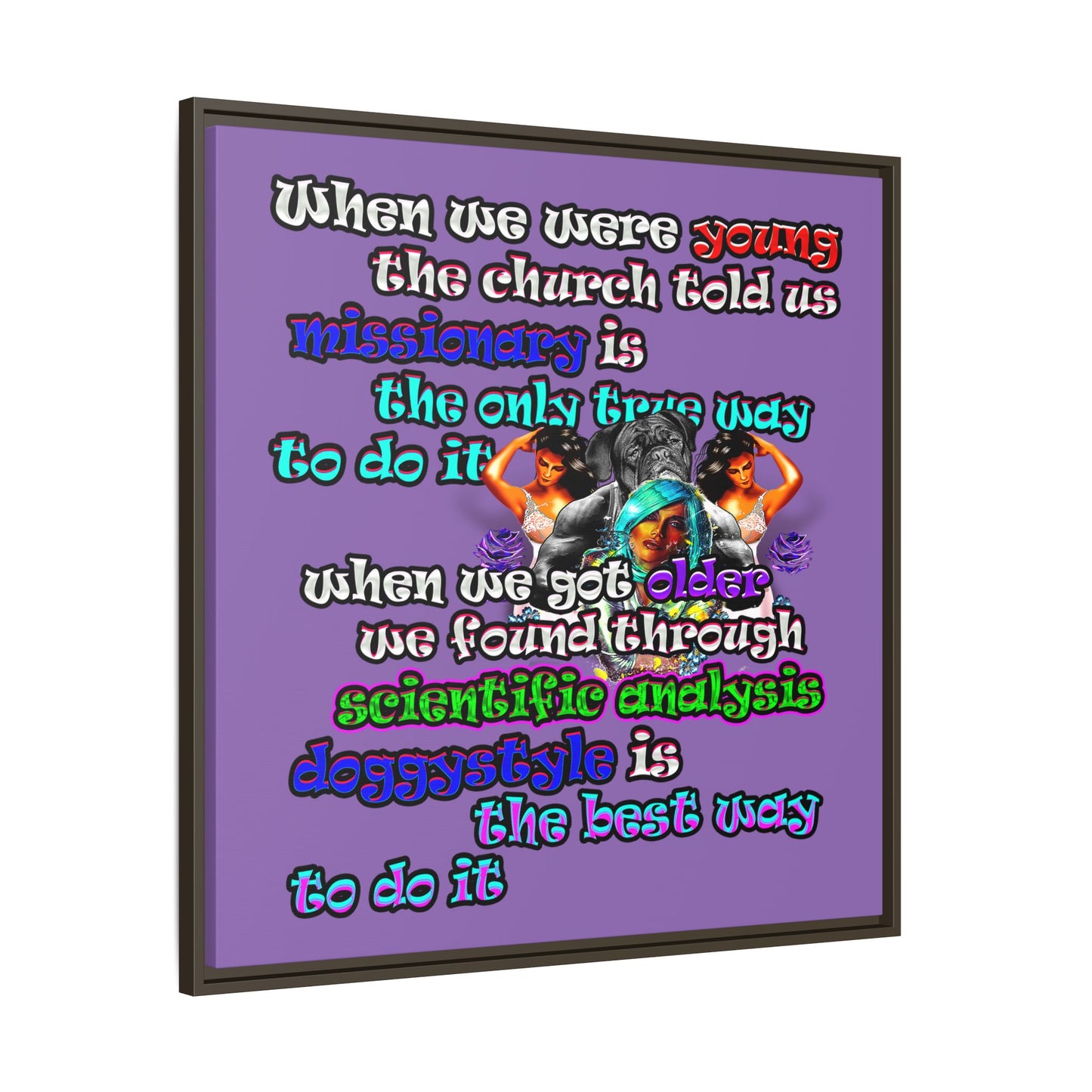doggystyle - framed canvas art (light purple)