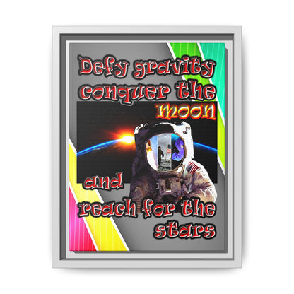 defy conquer reach - framed canvas art (rainbow split)