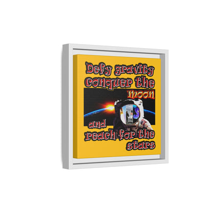 defy conquer reach - framed canvas art (yellow)