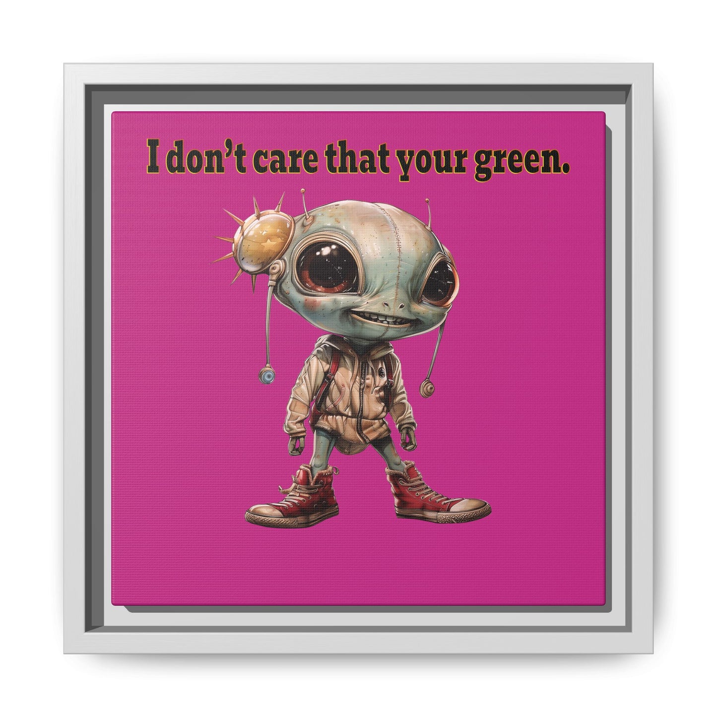 I don't care that your green - framed canvas art (pink)
