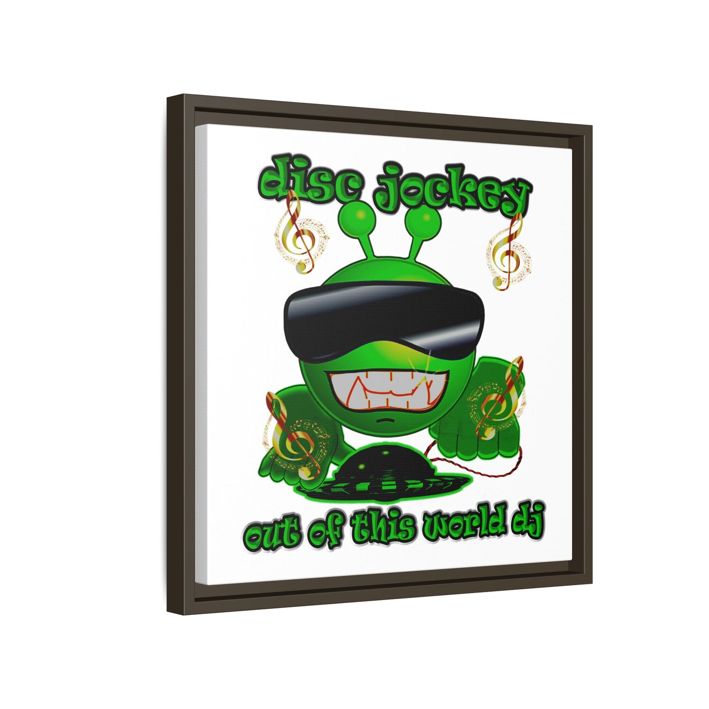 disc jockey - framed canvas art (white)