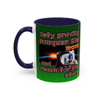 defy conquer reach - Accent Mug (logo green)