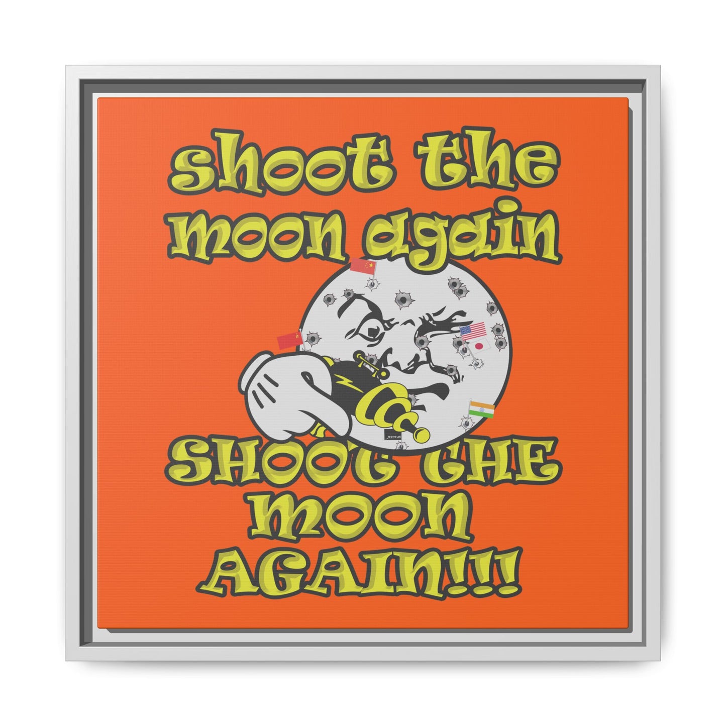 shoot the moon again - framed canvas art (orange)