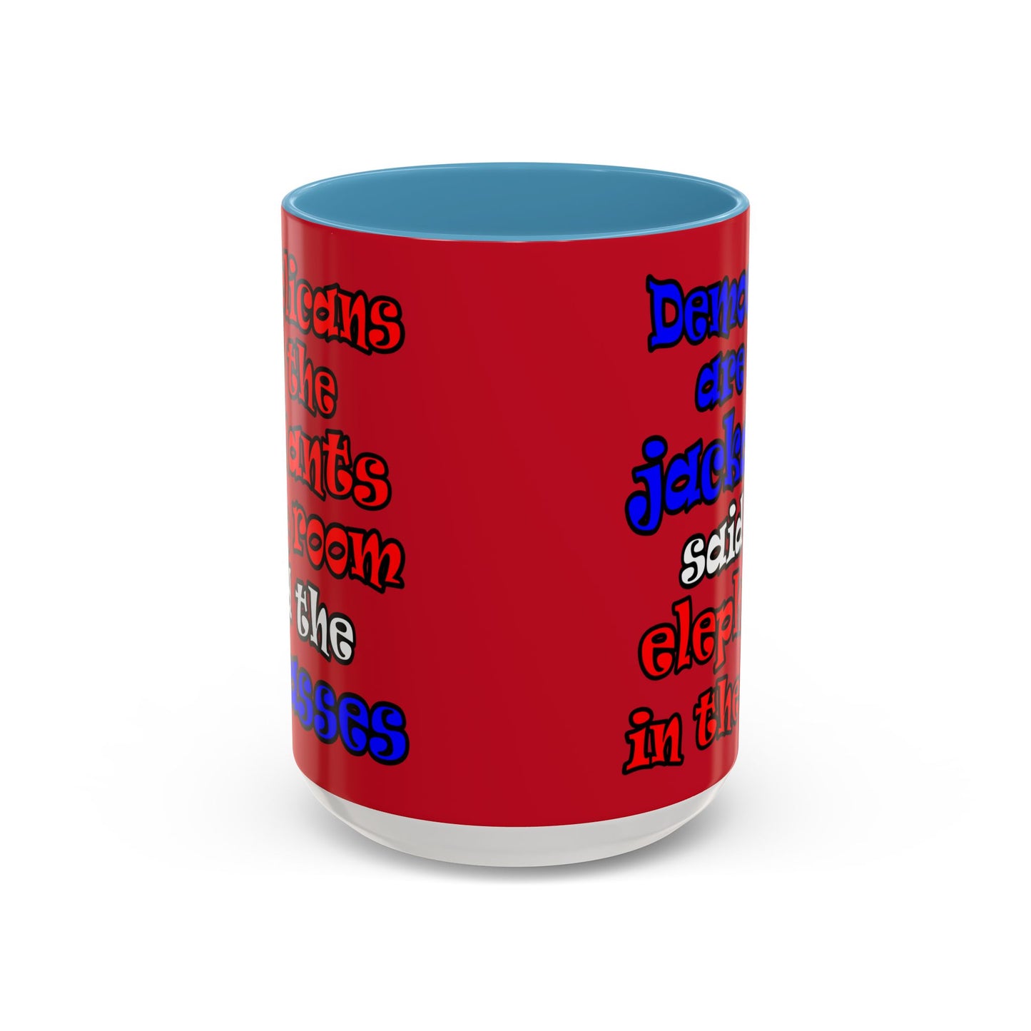 donkeys and elephants - Accent Mug (dark red)