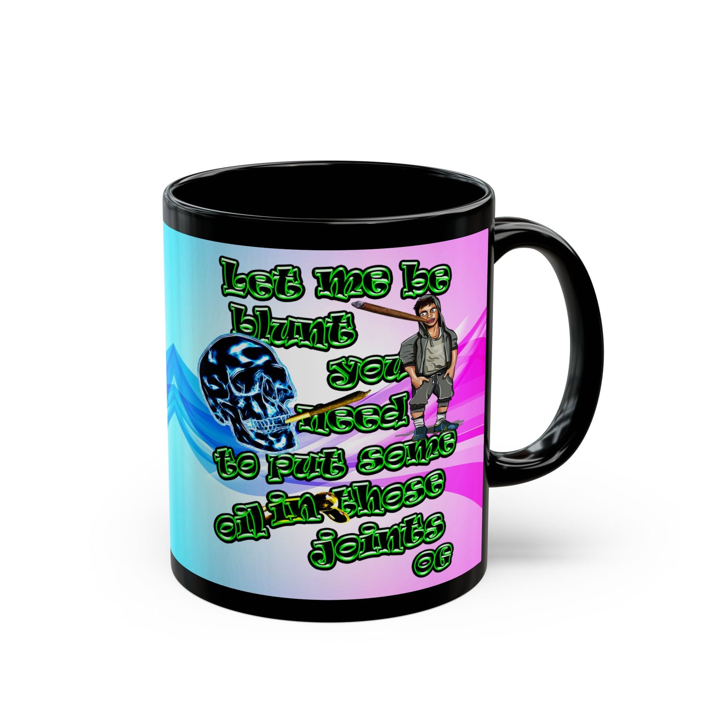 og - Black Mug (light blue-pink wave)