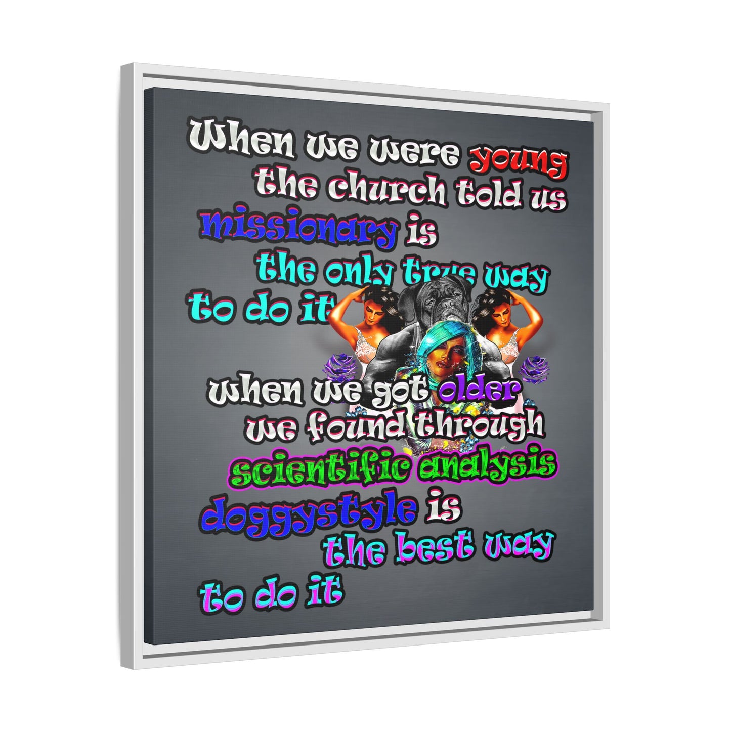 doggystyle - framed canvas art (grey-light grey)