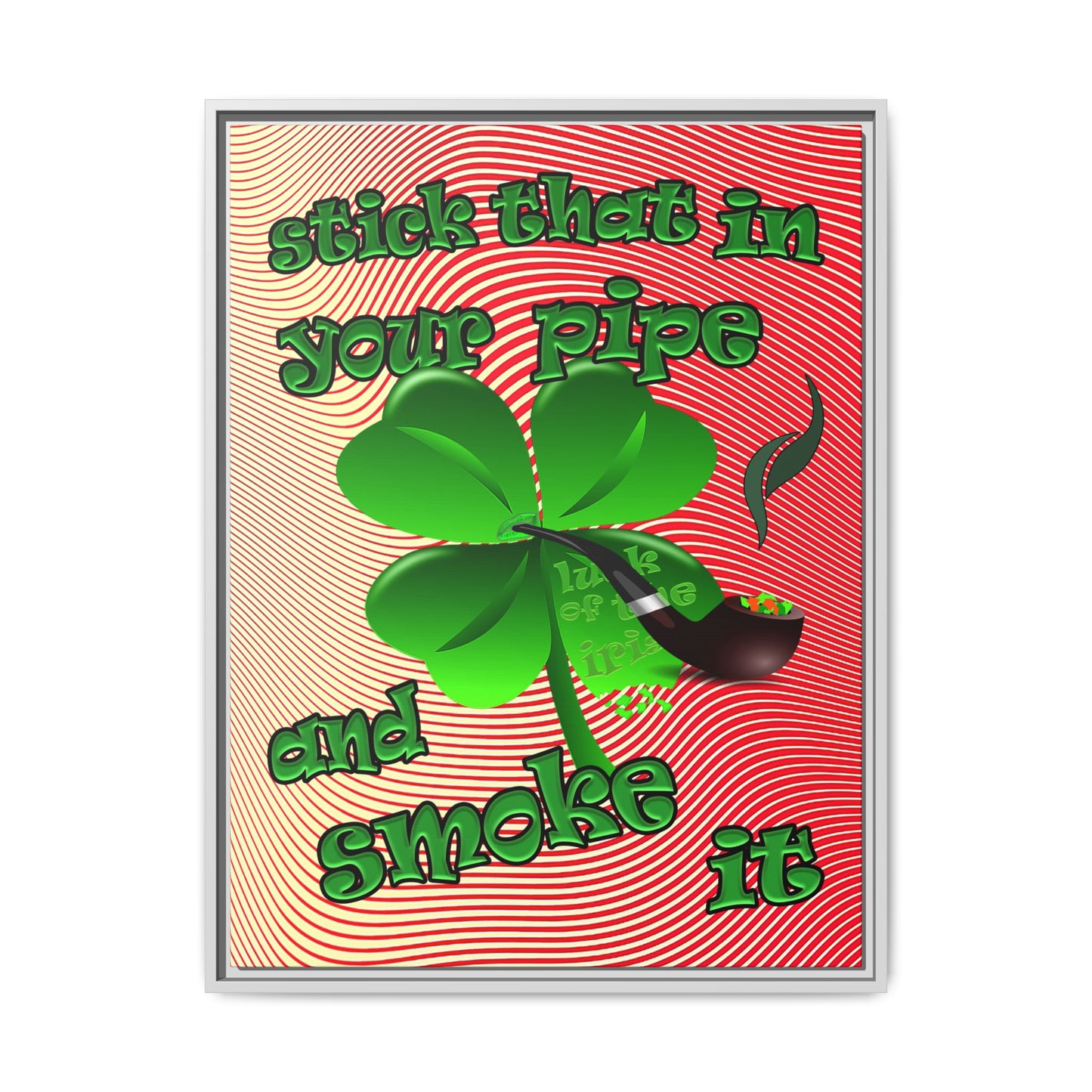 stick that in your pipe and smoke it - framed canvas art (yellow-orange wave)