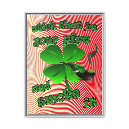 stick that in your pipe and smoke it - framed canvas art (yellow-orange wave)