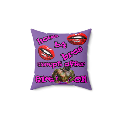 hoes b4 bros - Spun Polyester Square Pillow - (light purple)