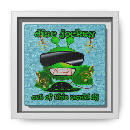 disc jockey - framed canvas art (faded blue)