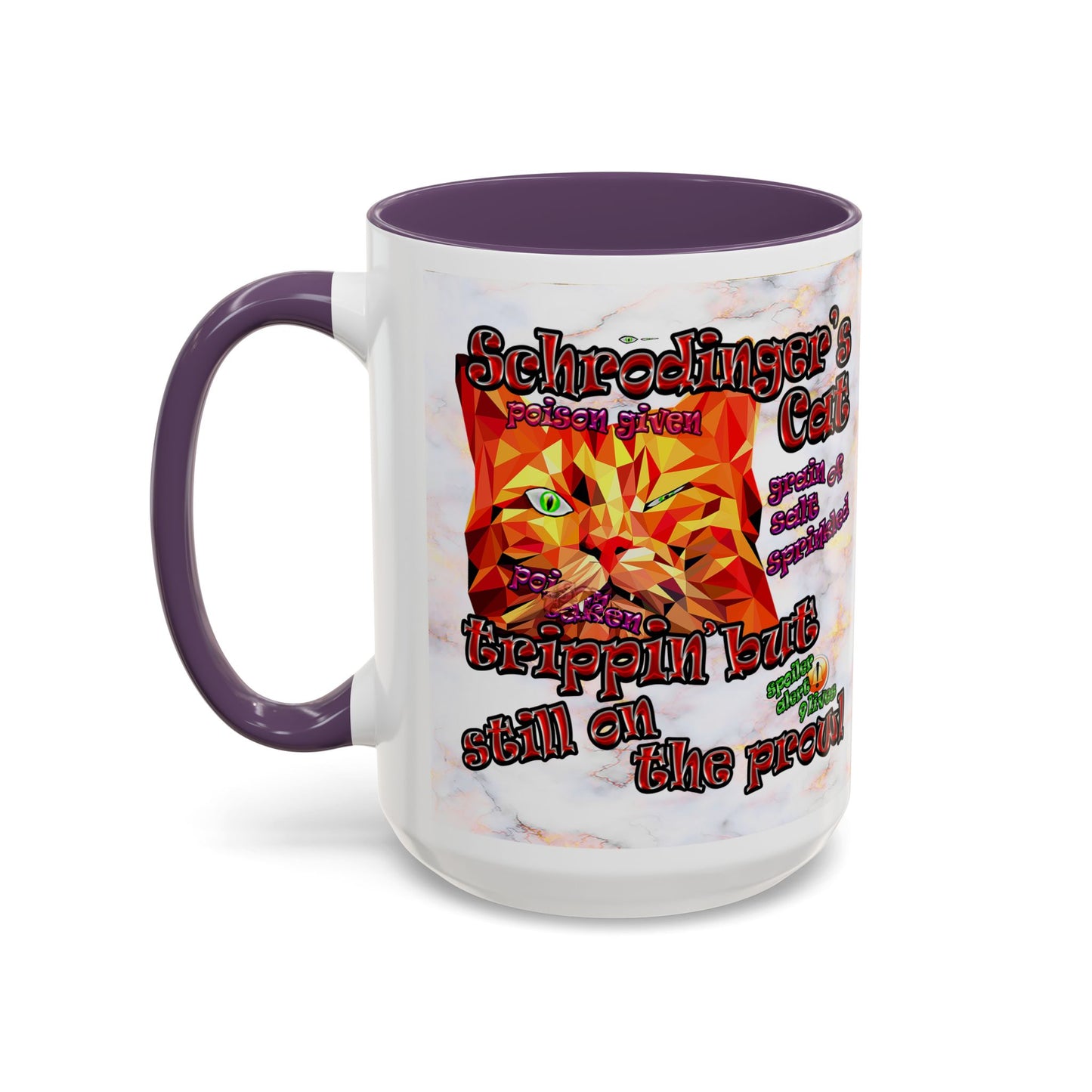 schrodinger's cat - Accent Mug (white marble)