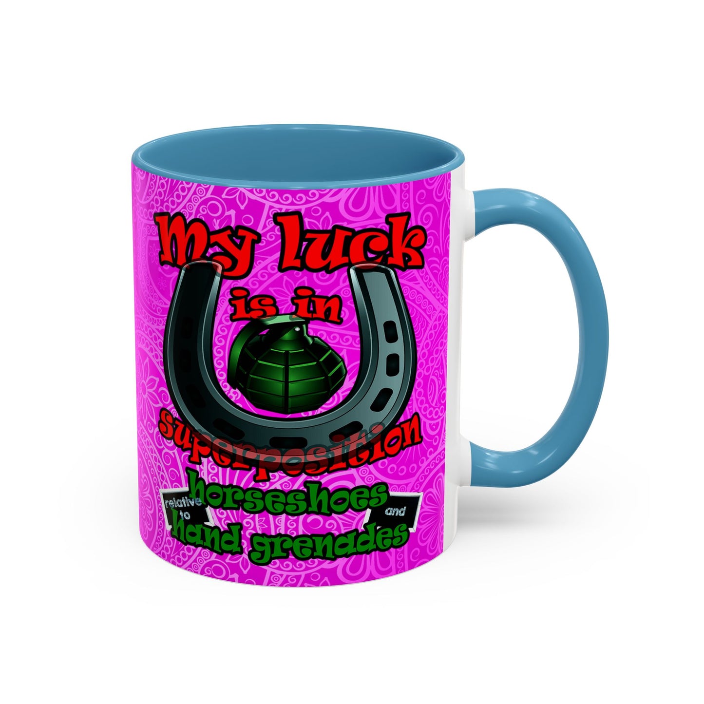 my luck - Accent Mug (pink swirl)
