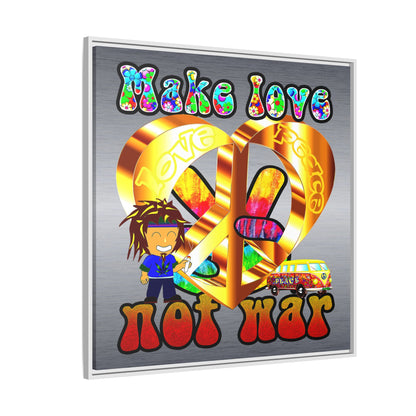love peace - framed canvas art (brushed nickel)