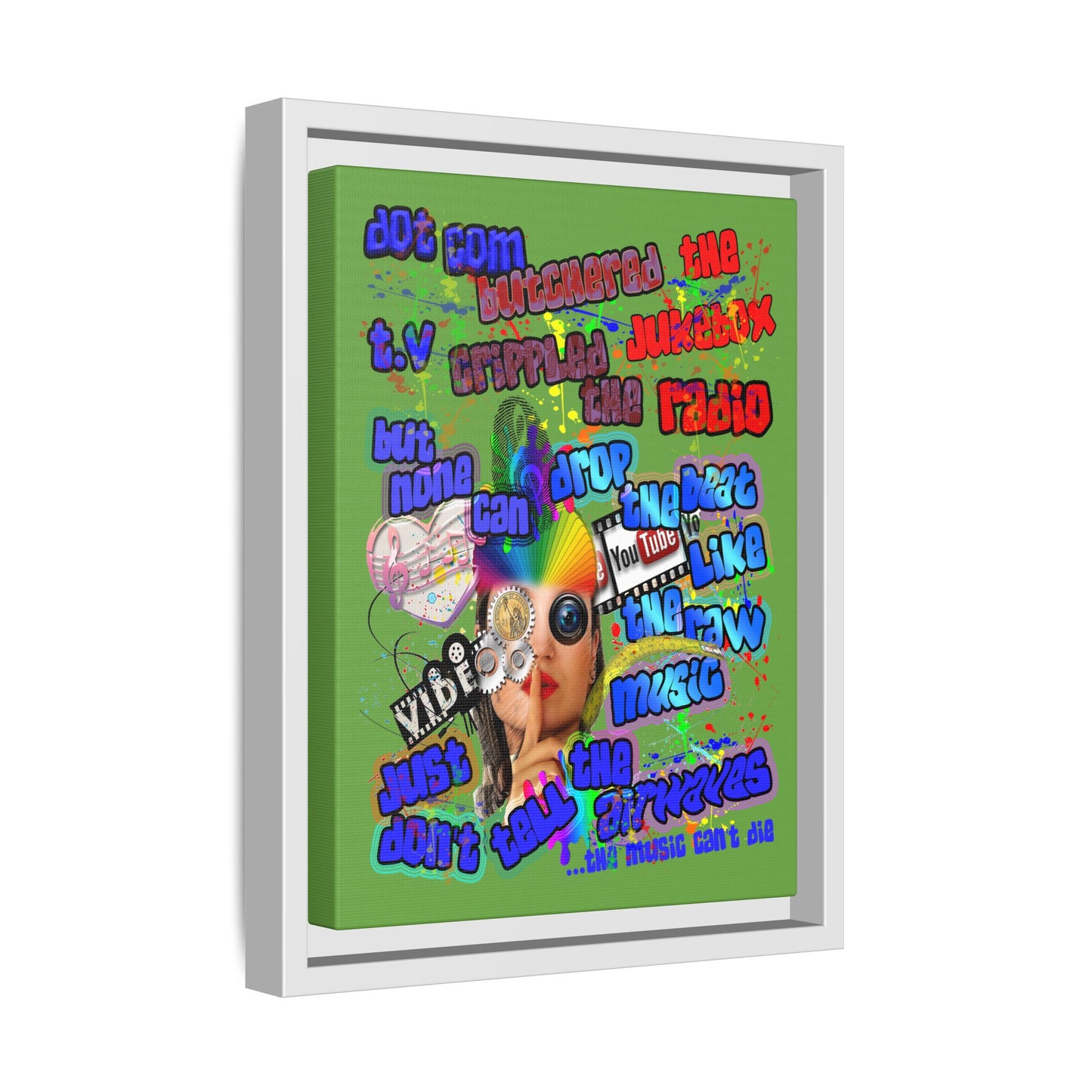 drop the beat - framed canvas art (green)