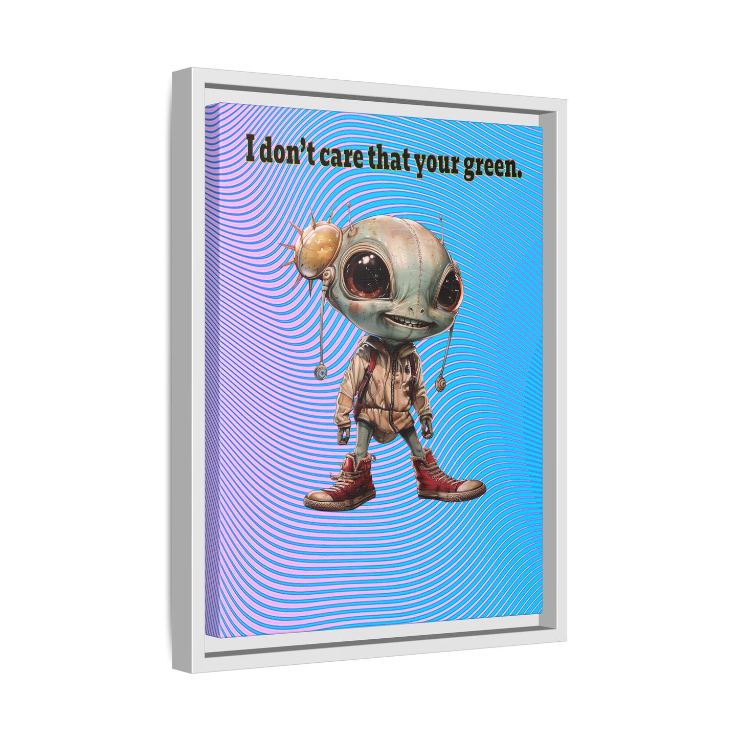 I don't care that your green - framed canvas art (light blue-purple wave)