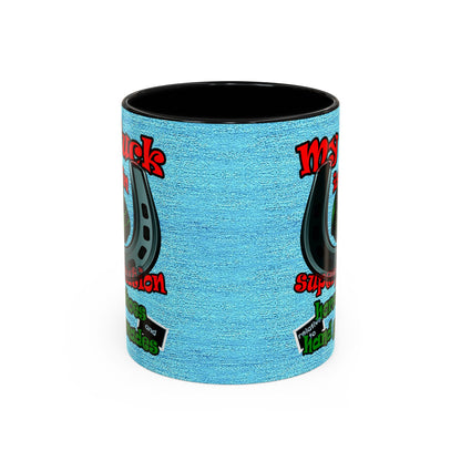 my luck - Accent Mug (faded dark blue)