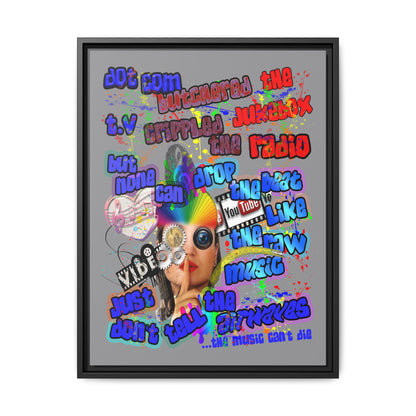 drop the beat - framed canvas art (grey)