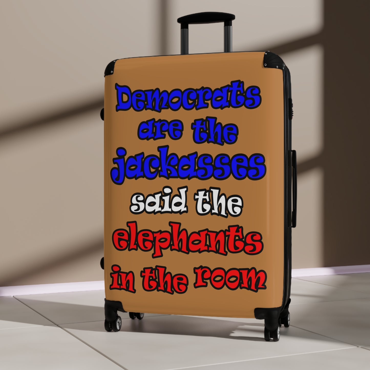 donkeys and elephants - Suitcase (light brown)