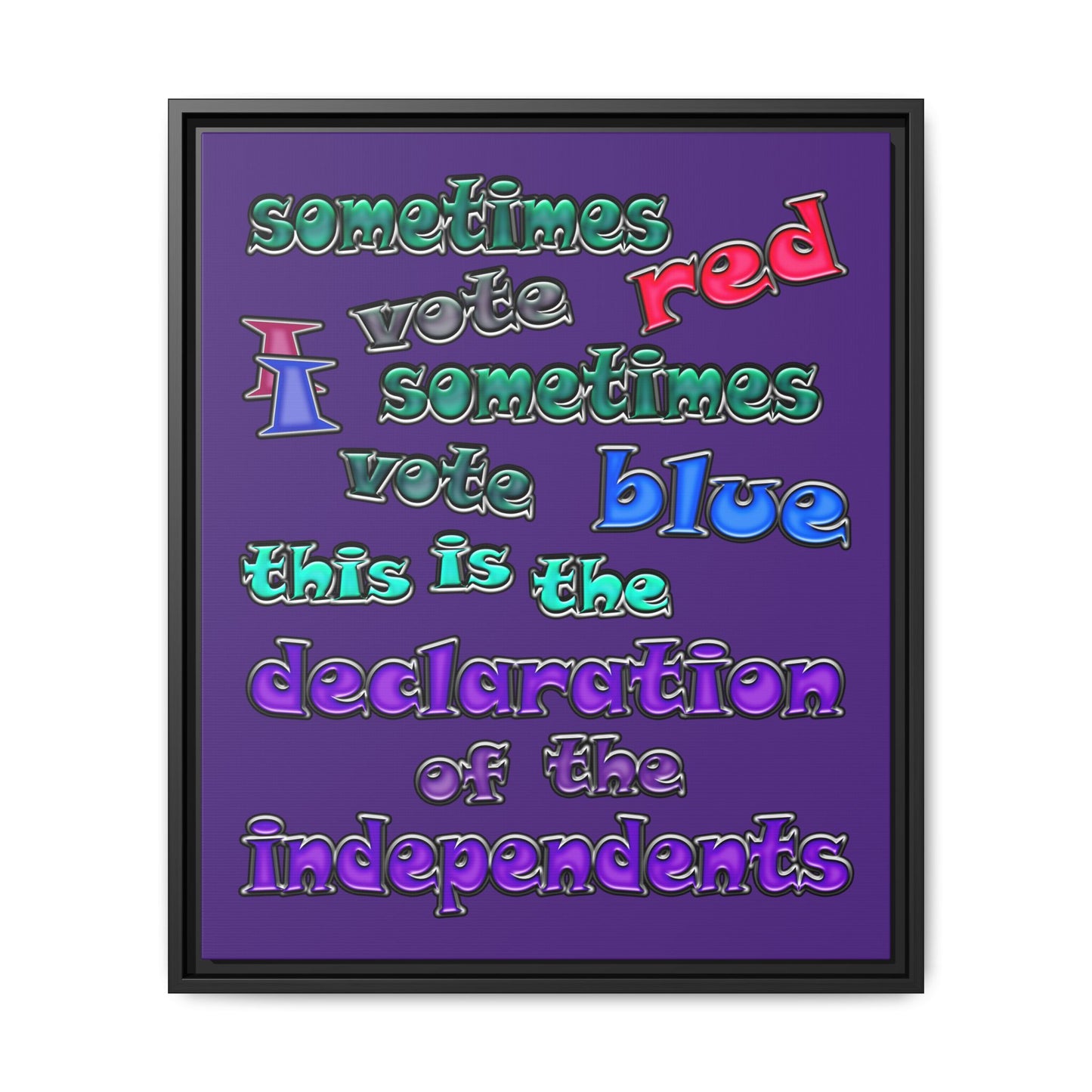 declaration of the independents - framed canvas art (purple)