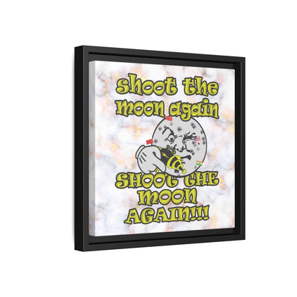shoot the moon again - framed canvas art (white marble)