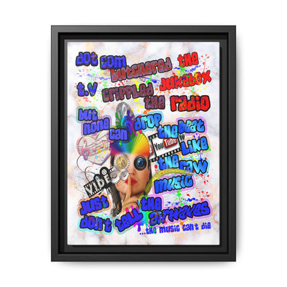 drop the beat - framed canvas art (white marble)