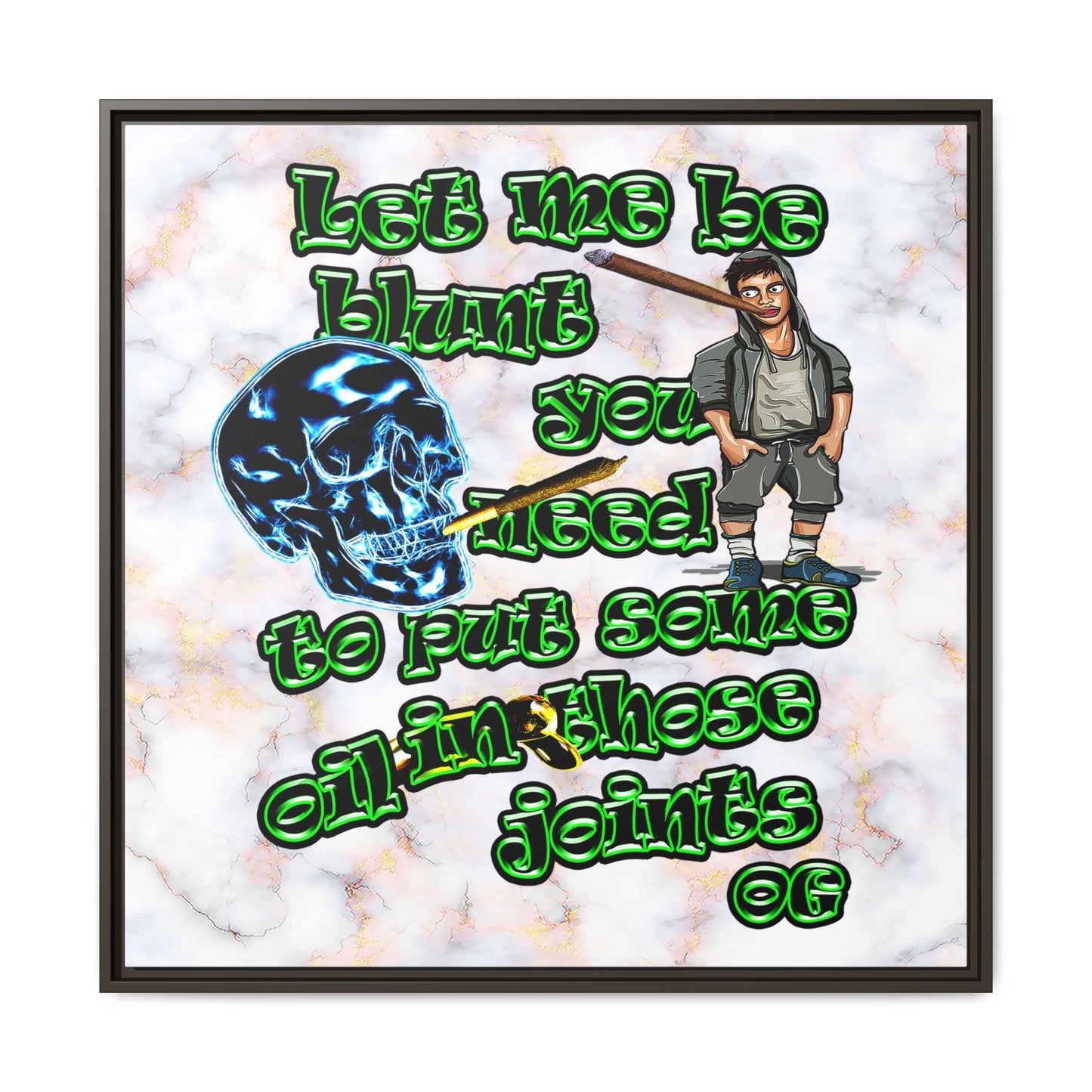 og - framed canvas art (white marble)