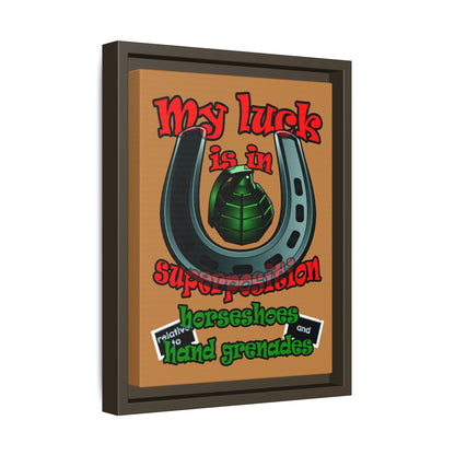 my luck - framed canvas art (light brown)