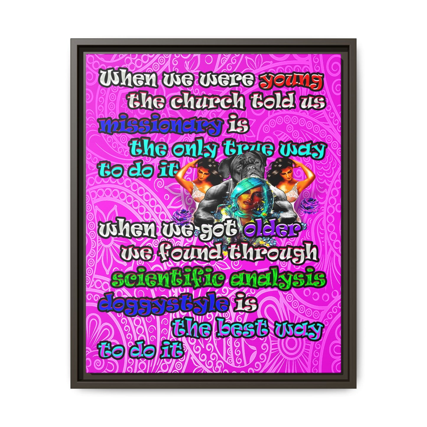 doggystyle - framed canvas art (pink swirl)