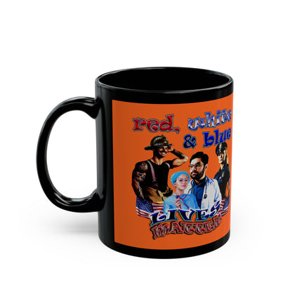 rw&b lives matter - Black Mug (orange)