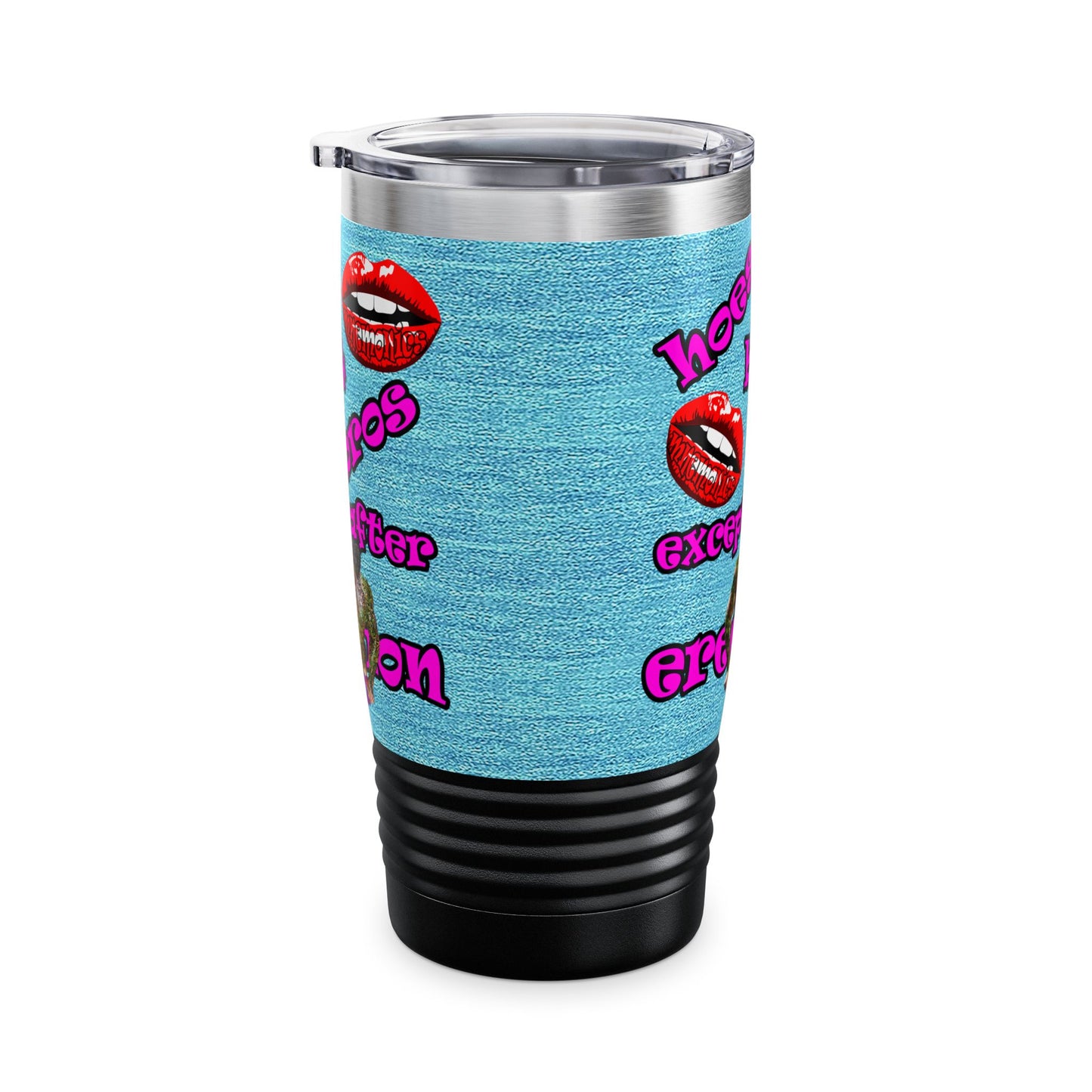 hoes b4 bros - Ringneck Tumbler, 20oz (faded blue)
