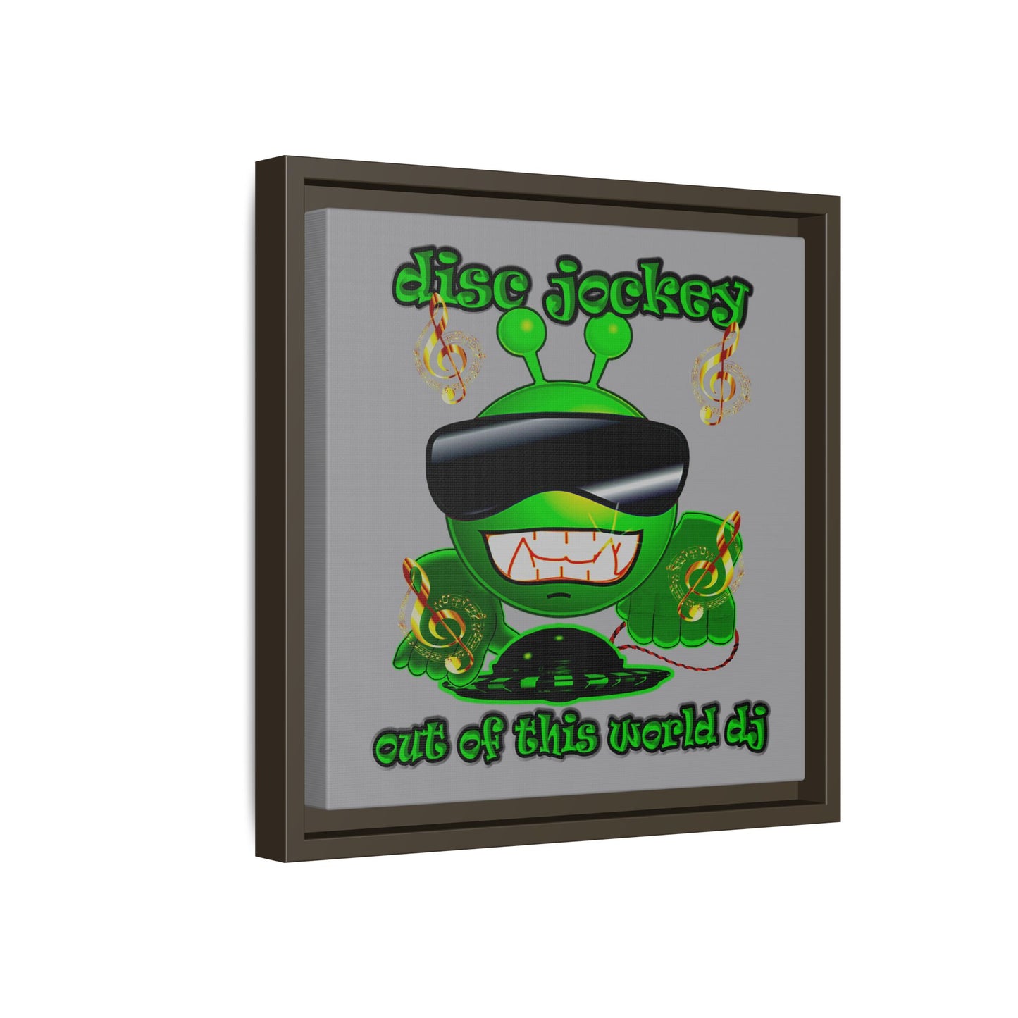 disc jockey - framed canvas art (grey)