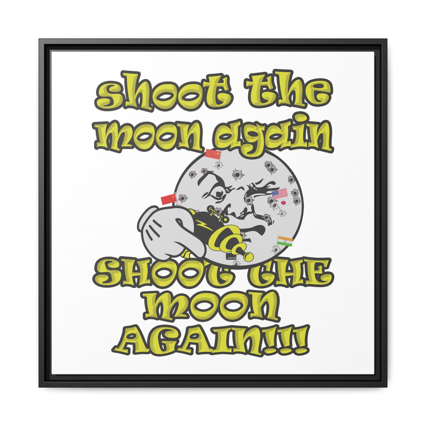 shoot the moon again - framed canvas art (white)