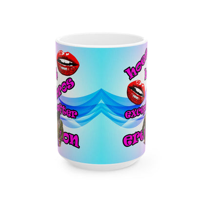 hoes b4 bros - White Mug (light blue-pink wave)
