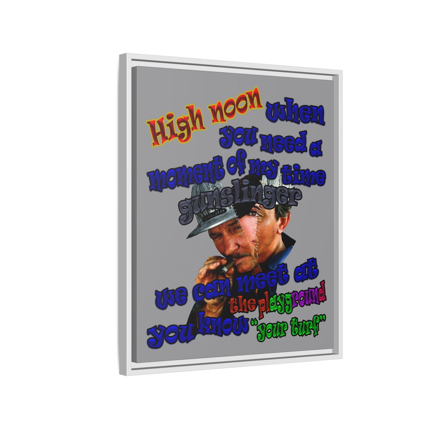 high noon - framed canvas art (grey)