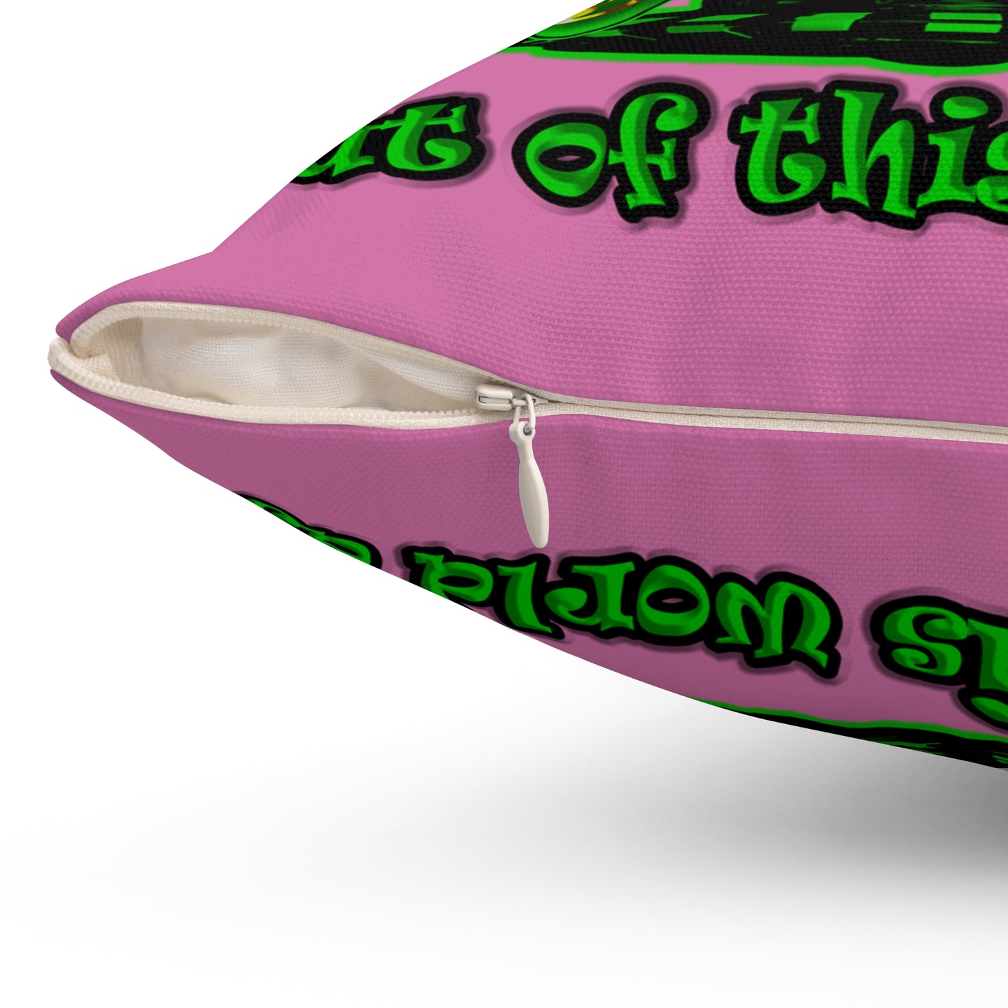 disc jockey - Spun Polyester Square Pillow - (light pink)