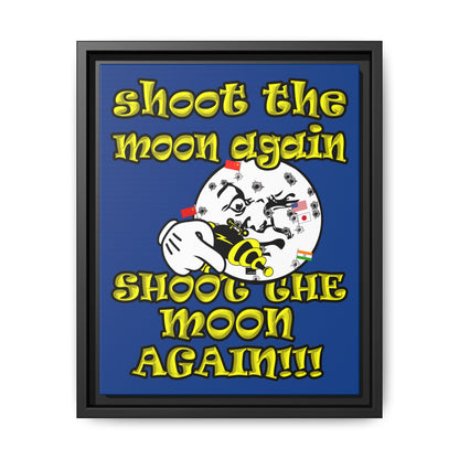 shoot the moon again - framed canvas art (dark blue)