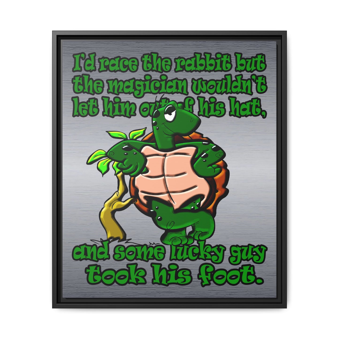 turtle race - framed canvas art (brushed nickel)
